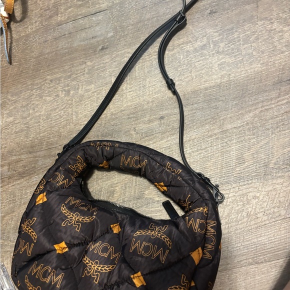 MCM  Aren Padded Nylon Hobo Bag Black